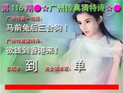 广州传真中特诗