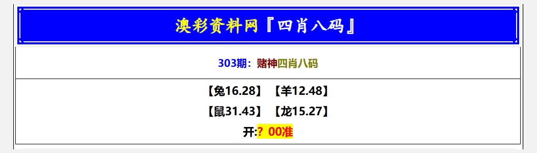赌神四肖八码